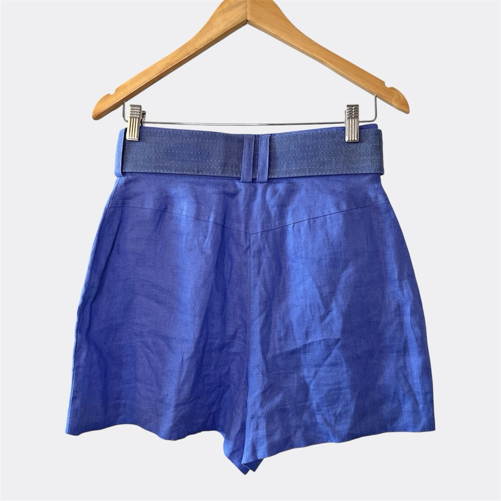 Zimmermann Corsage Belted Linen Shorts 1 / AU 10 / US 6 Blue Pockets Euro Summer image 7