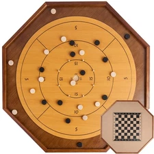 Tournament Crokinole and Checkers, 30-Inch Official Crokinole Board Game with...