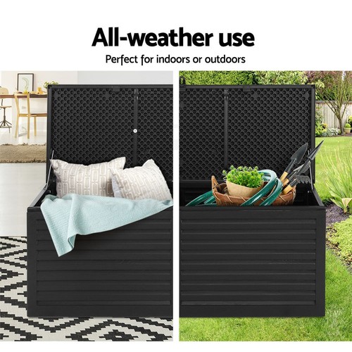 Gardeon Outdoor Storage Box 390L Container Lockable Toy Tools Shed Deck Garden - Picture 5 of 10
