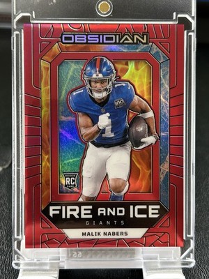 2024 Panini Obsidian - Fire and Ice Malik Nabers #14 Red /75 (RC)