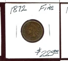 INDIAN HEAD CENT 1872 in Fine condition, color is closest to first 2 pictures