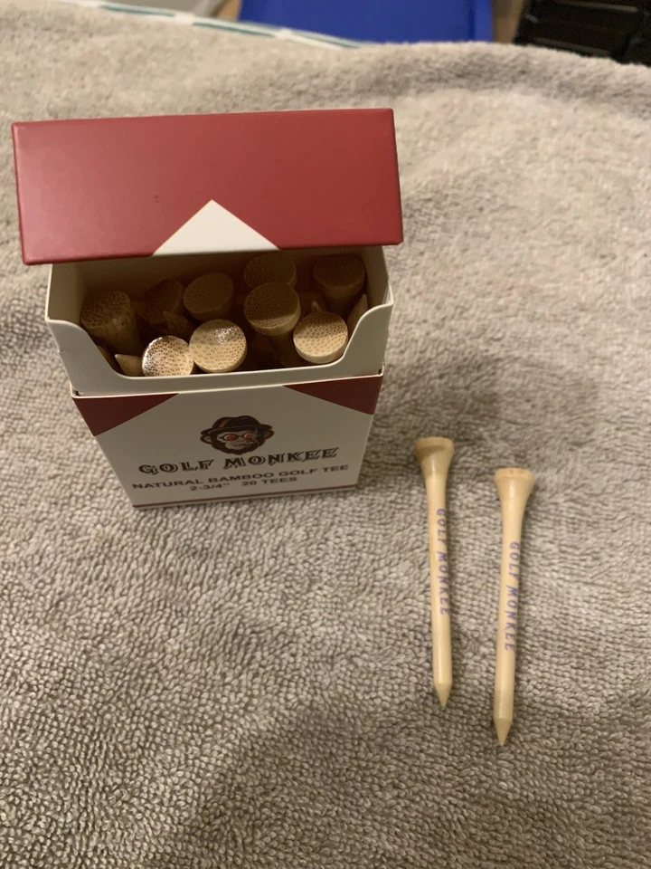Lote de 5 Cajas - Camisetas Golf Monkee Madera Bambú En Hermosa Caja Camisetas 2 3/4 Pulgadas Foto 2 de 4
