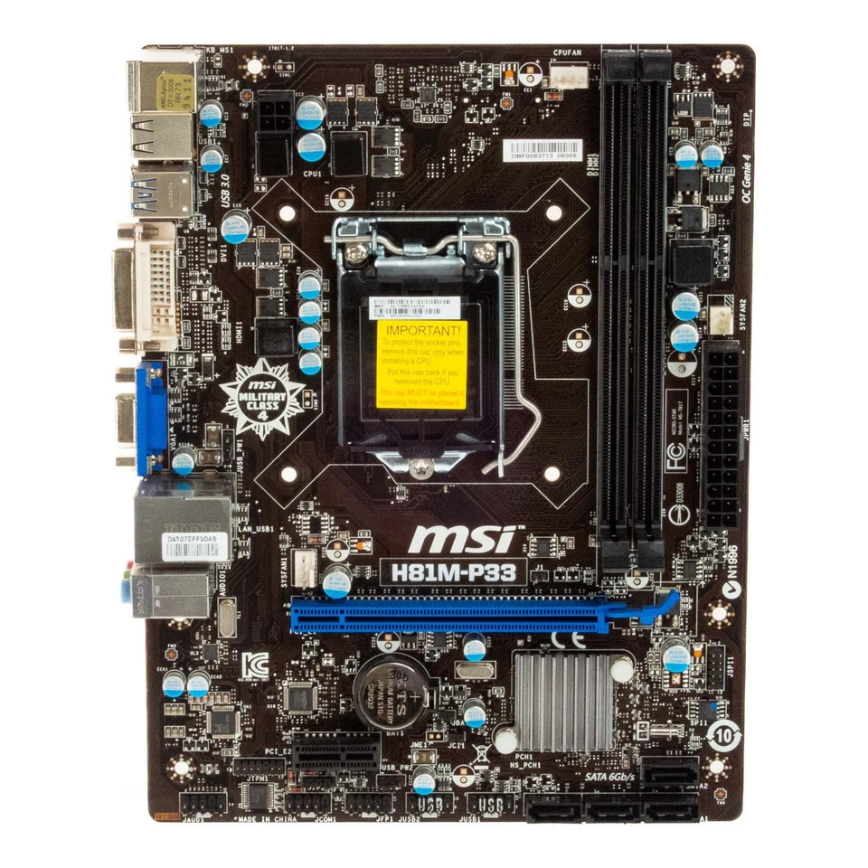 Carte Mère MSI H81M-P33 SOCKEL LGA1150 Intel H81 DDR3 MicroATX - Photo 2/3