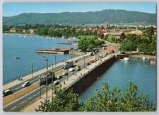 Z14rich, Switzerland Quaibr14cke with Uetliberg, waterfront bridge view, Chrome