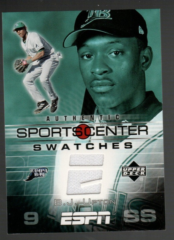 B.J. UPTON RAYS - 2005 UPPER DECK SPORTCENTER SWATCHES- #GU-BU - JERSEY
