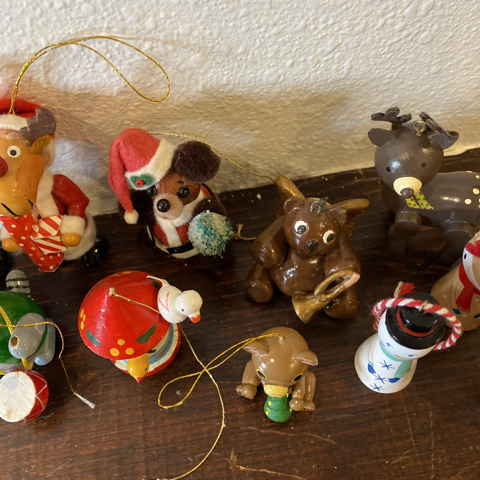 Lot Of  13 Various Wooden Christmas Ornaments Various Figures Some  Vintage