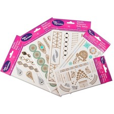 Temporary Metallic Tattoos VALUE PACK - 30 Different Sheets, 300 Unique Gold,