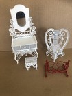 Vintage Victorian Doll House Furniture , White, Metal Wire, 4 Pieces, READ!! — photo 5