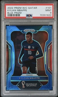 2022 PANINI PRIZM WORLD CUP KYLIAN MBAPPE #101 BLUE /299 PSA 9 - FRANCE