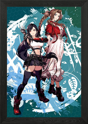 Tifa and Aerith Final Fantasy Artwo Framed Wall Art Poster Canvas Print Picture