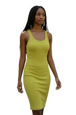 Urban Outfitters Out From Under Tank Dress Women's Medium Lime Green Ribbed Mini