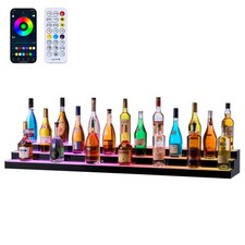 VEVOR LED Lighted Liquor Bottle Display Home Bar Shelf 3 Tiers 60 inches Acrylic