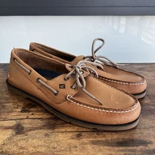 Sperry Top Sider Loafer Leeward 2-Eye Boat Shoes Tan Leather 0777894 Men's