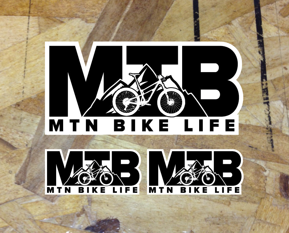MTB Mountain Bike Life sticker mtn biking decal Black & White 5" - 3 for 1