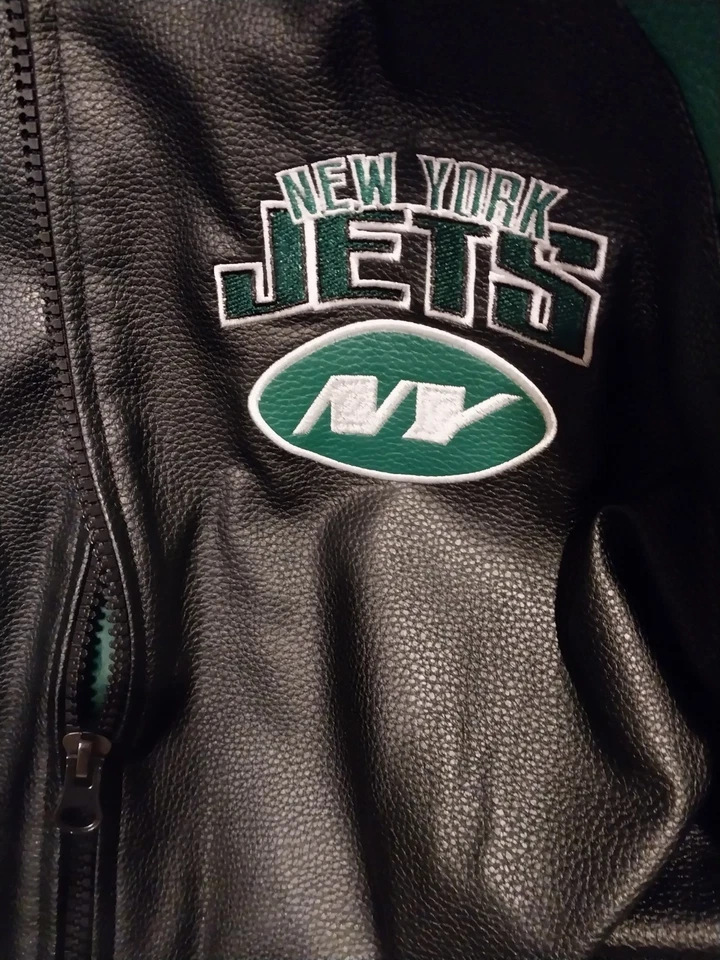 Chaqueta Universitaria Ny Jets Imitación Cuero De G111 Nueva Sin Etiquetas Foto 4 de 4