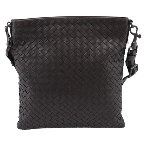Bottega Veneta Flat Messenger Intrecciato Nappa Brown Leather Handbag