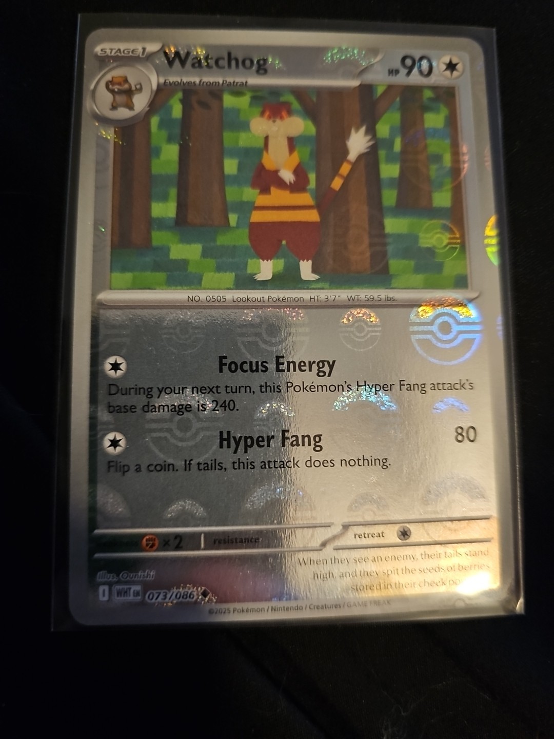 Pokemon TCG Watchog (Poke Ball Pattern) 073/086 Sv: White Flare Holo NM