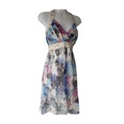 Quiz Pailletten Neckholder Party Babydoll Perlen fließend Kleid Multi Chiffon Sommer Glam 16