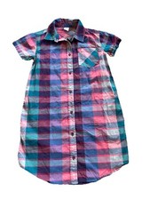 Tea Collection Shirt Dress size 10 Girls Plaid Button Up G25