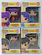 Funko Pop!  Ranma 1/2 Ranma #2026 Shampoo #2028 Akane Ryoga Set of 4 W/Protector