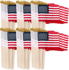 500 Pcs Small American Flags on Stick US Hand Held Stick Flag 4X6 Inch