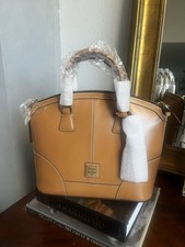Dooney Bourke Caramel Satchel Top Handle Bag Gold Hardware Detachable Strap
