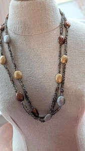 Multicolor Beaded Long Necklace with Oval Accent Beads