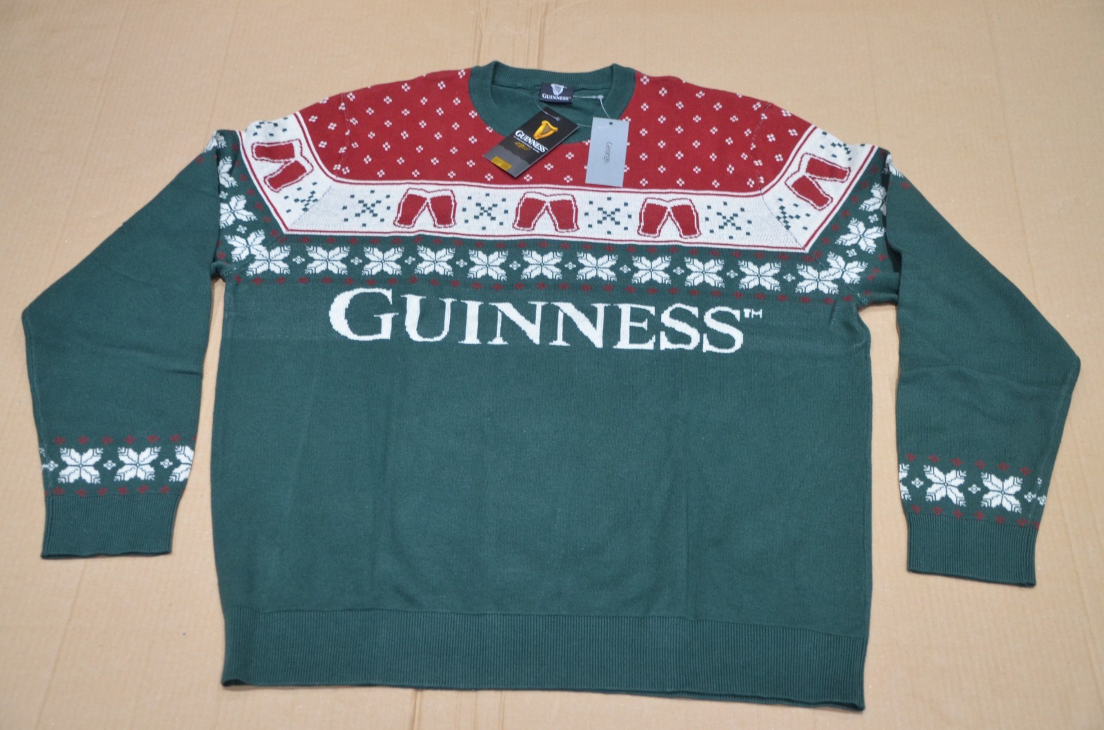 Guinness Fairisle Christmas Jumper 100% Cotton 2XL XXL Chest 122-127cm 48-50""