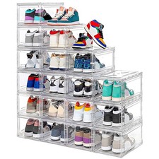 12 Pack Acrylic Clear Shoe Boxes  Ultra Clear Plastic Stackable Sneaker Stora...