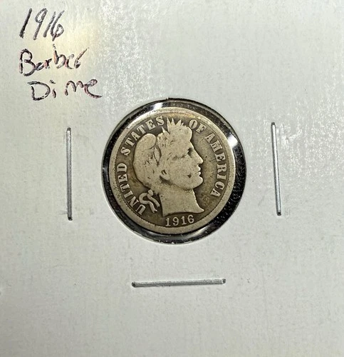 1916 Barber Dime • Circulated Early 90% Silver • Over 100 Years Old