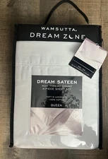 New Wamsutta Dream Zone Sateen Gray 400 TC 4 Piece Cotton Queen Sheet Set