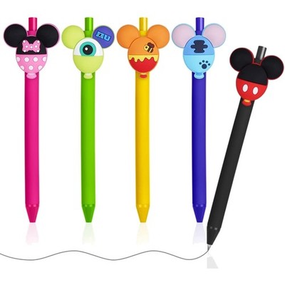 Kugelschreiber Set, 5er Pack, Schwarz Tinte, Fein 0,5 mm, Einziehbar, Cartoon