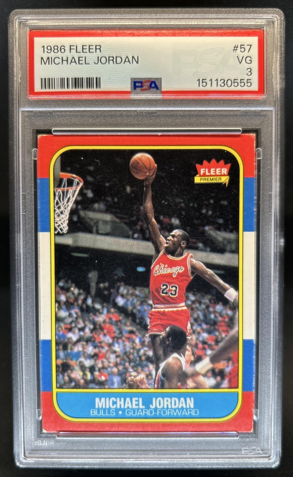 1986-87 Fleer Michael Jordan Rookie RC #57 Bulls PSA 3 view 1