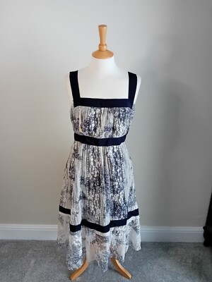 ANONYMOUS By Ross Bute Vintage Early 1990s Lace Georgian Print Dress RARE Sz 12
