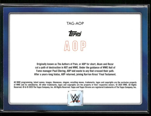 2025 Topps Chrome WWE Tag Team AOP #TAG-AOP Rezar, Akam - Picture 2 of 2