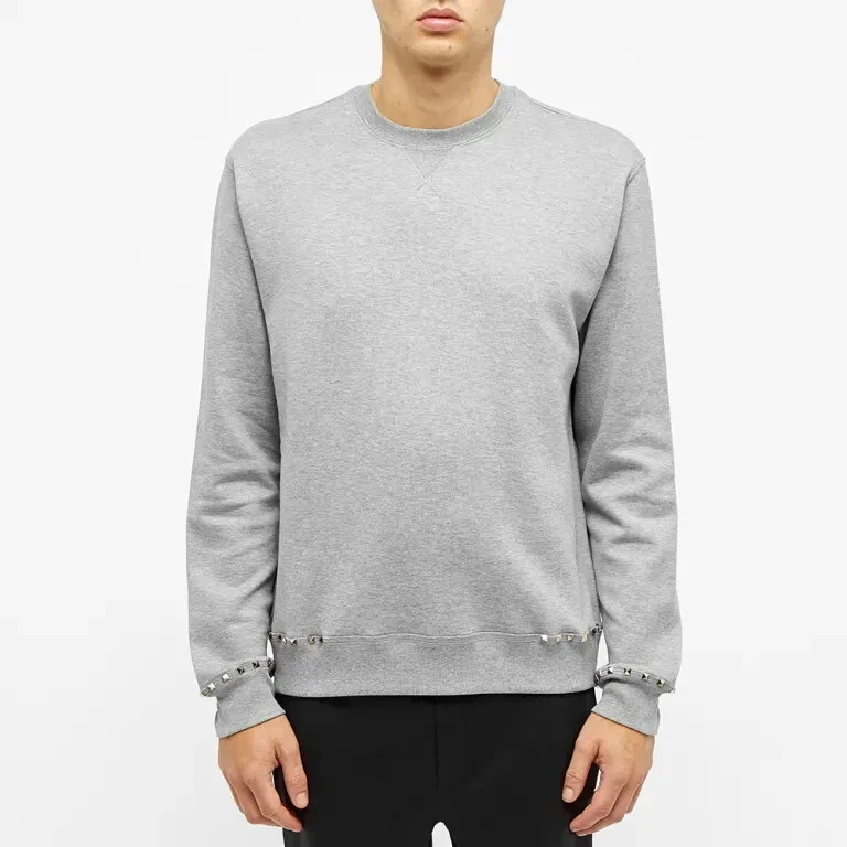 VALENTINO ROCKSTUD UNTITLED CREW SWEATSHIRT JUMPER GREY L RRP 749