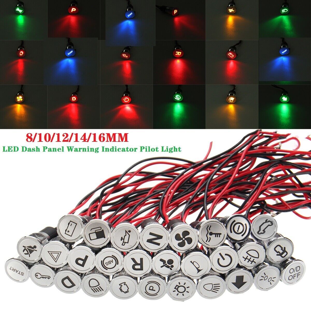 12 In Bar Industrial Metal & Alloy Square Bars 12-36V 8-16mm LED Dashboard Warning Light Control Light Universal Car Refrigerant R-12 - Foto 4