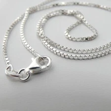 1.2mm Box Chain Necklace - 925 Sterling Silver - Italy 16", 18", 20", 22", 24"