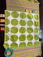 Bright Starts Little TAGGIES Security Blanket Lovey Green Circles Corduroy Tags