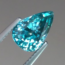 5.03cts 11x8mm Huge Pear Natural Blue Zircon Cambodia Loose Genuine Gemstones