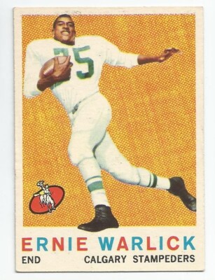 1959 TOPPS CFL ERNIE WARLICK CALGARY STAMPEDERS #25 (CAROLINA CENTRAL) VG/EX