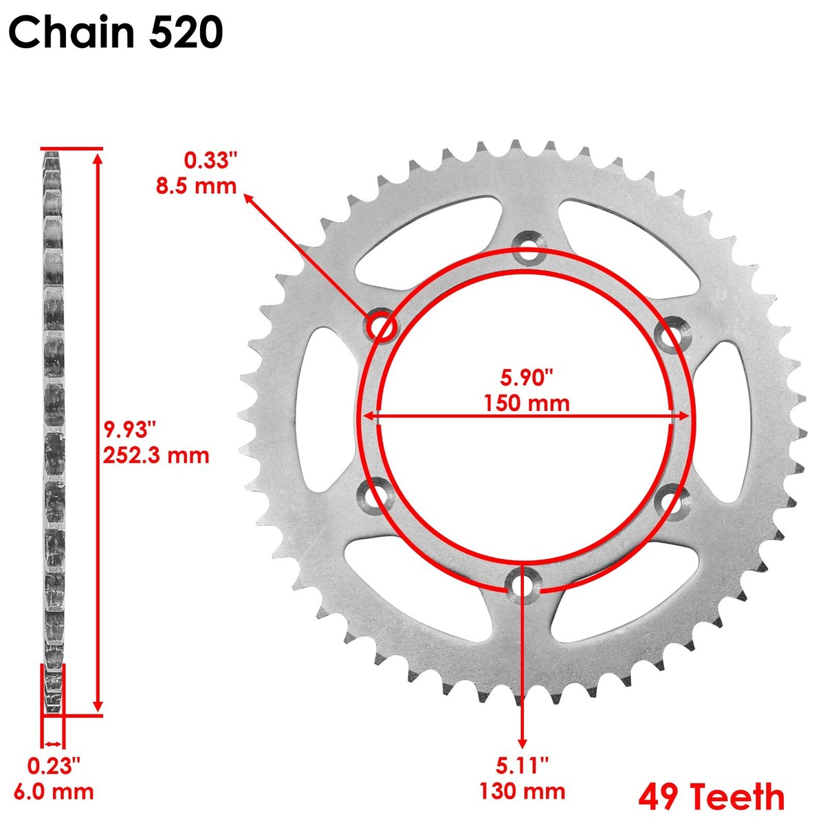 Chain And Sprocket Kit Caltric Gold O-Ring Chain & Sprocket Kit For Yamaha YZ250F (2005-2009, 2011) Yz250f Sprocket And Chain - Foto 4