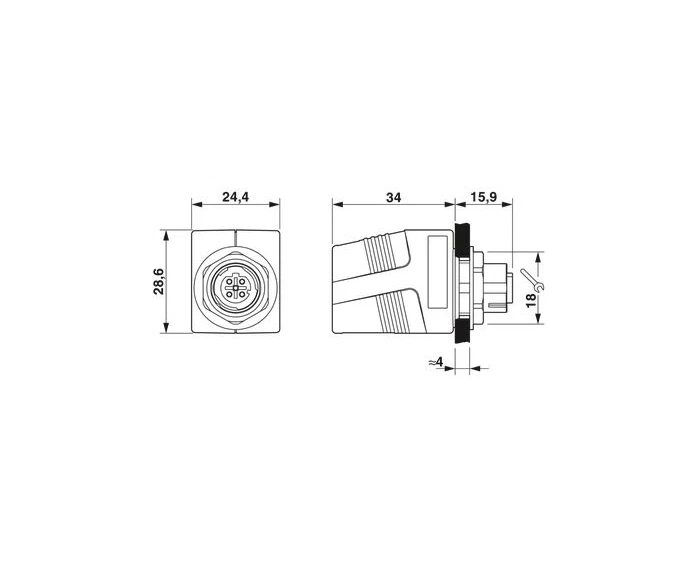 Phoenix Contact VS-BH-M12FSX-10G-RJ45/180 - Control cabinet feed-through 1404549 - Image 2 of 3