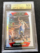 BGS 9.5 GEM MINT 2015/16 STEPHEN CURRY SILVER PRIZM ANBA PARALLEL #377 G2036