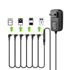 US 9V DC 1A Guitar Effect Pedal Power Supply Adapter 6 way Daisy Chain Cable Kit