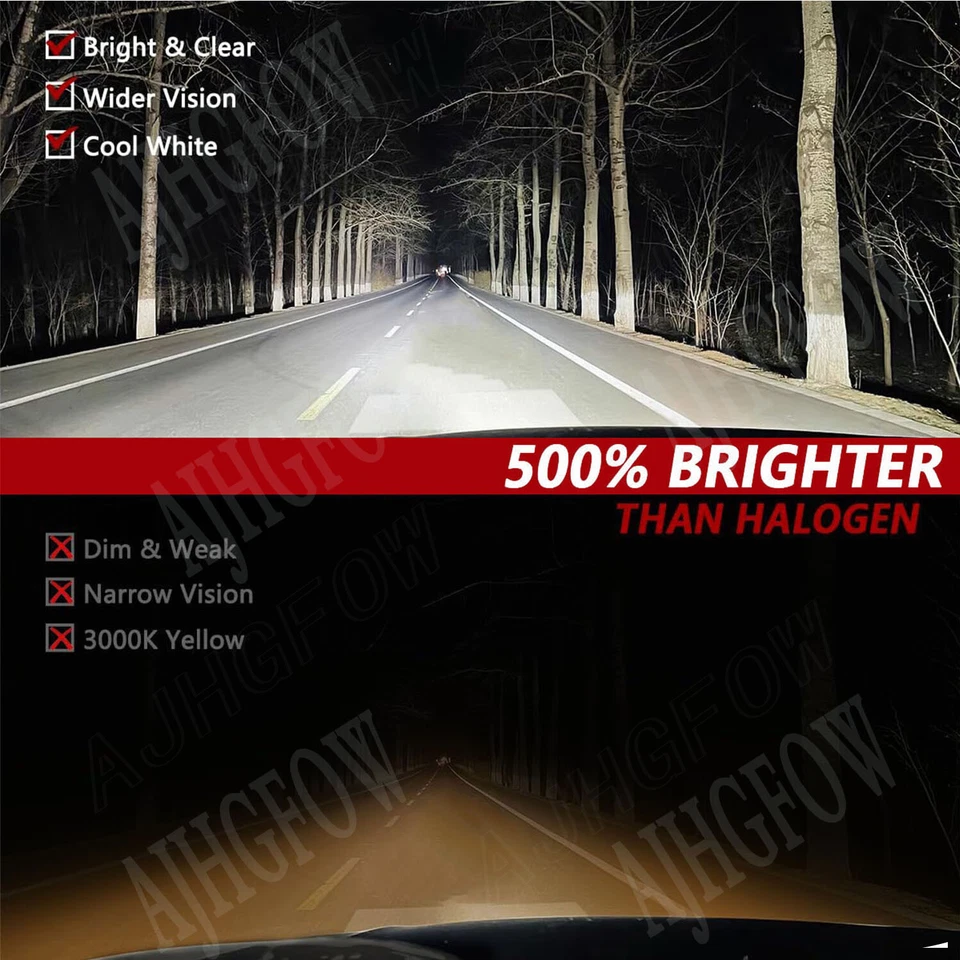 For Saturn SL2 1998 6k LED Headlight COMBO 4 Kit 9005 9006 High Low Beam Bulbs - Image 2 of 4