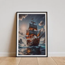 Sailing Ships Poster Vintage Art Poster, Classic Wall Art, Vintage Art Print