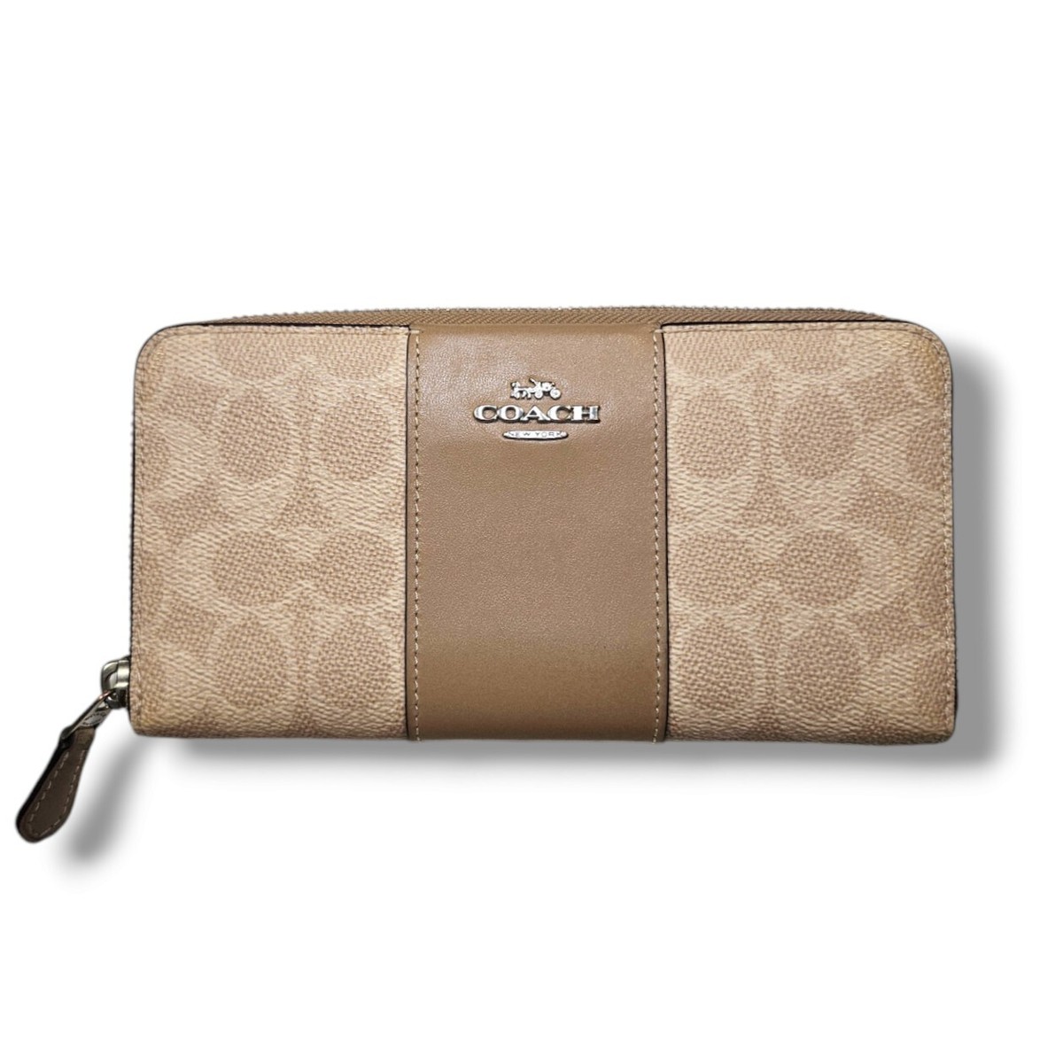 Coach Leather Wallet Accordion Zip Wallet In Colorblock