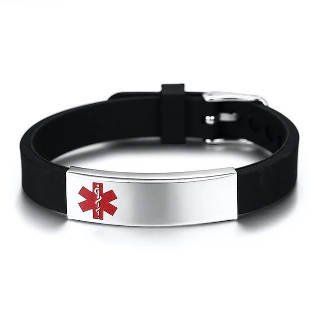 Black medical alert on sale bracelet