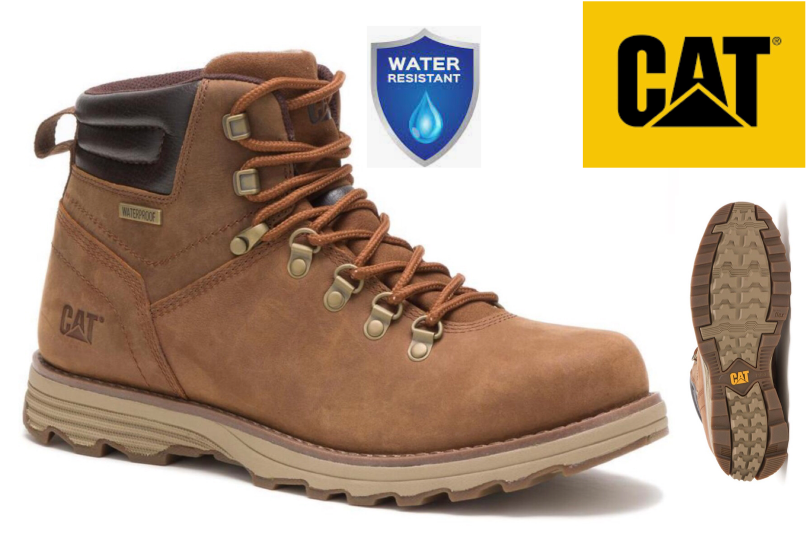 CATERPILLAR SIRE MENS WATERPROOF LEATHER CATS BOOTS WALKING NEW